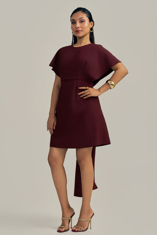 WINEBERRY TIE-BACK DRESS