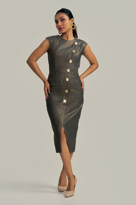 MIDNIGHT TILT DENIM DRESS