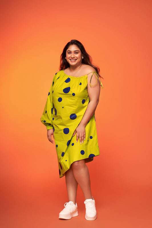 POLKAVERSE DROP & TIE DRESS