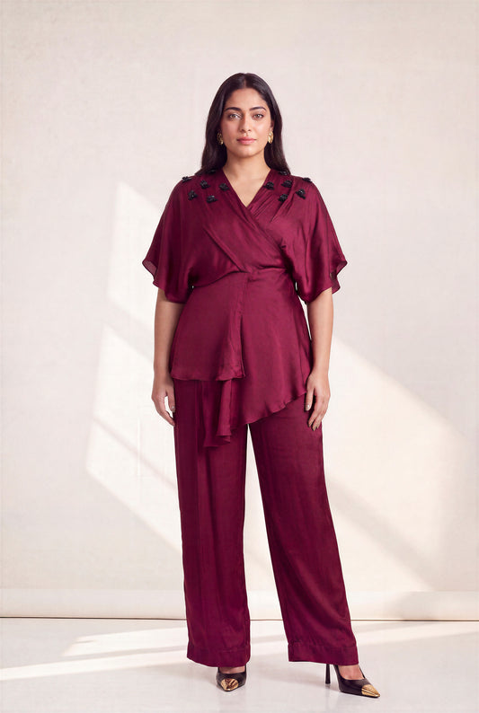 ROSETTE OVERLAP CO-ORD (WINE)