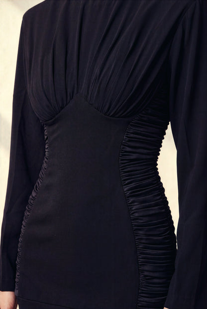 LYANA RUCHED DRESS (BLACK)