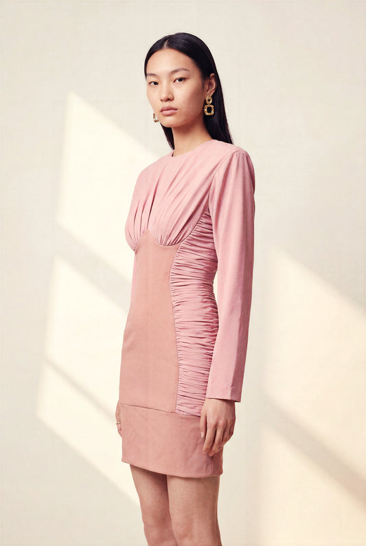 LYANA RUCHED DRESS (BLUSH PINK)