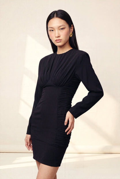 LYANA RUCHED DRESS (BLACK)