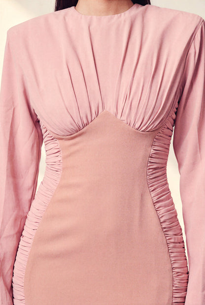 LYANA RUCHED DRESS (BLUSH PINK)