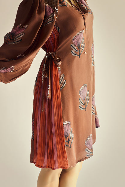 TRUFFLE TIE-UP DRESS