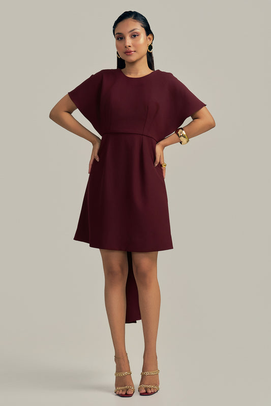 WINEBERRY TIE-BACK DRESS