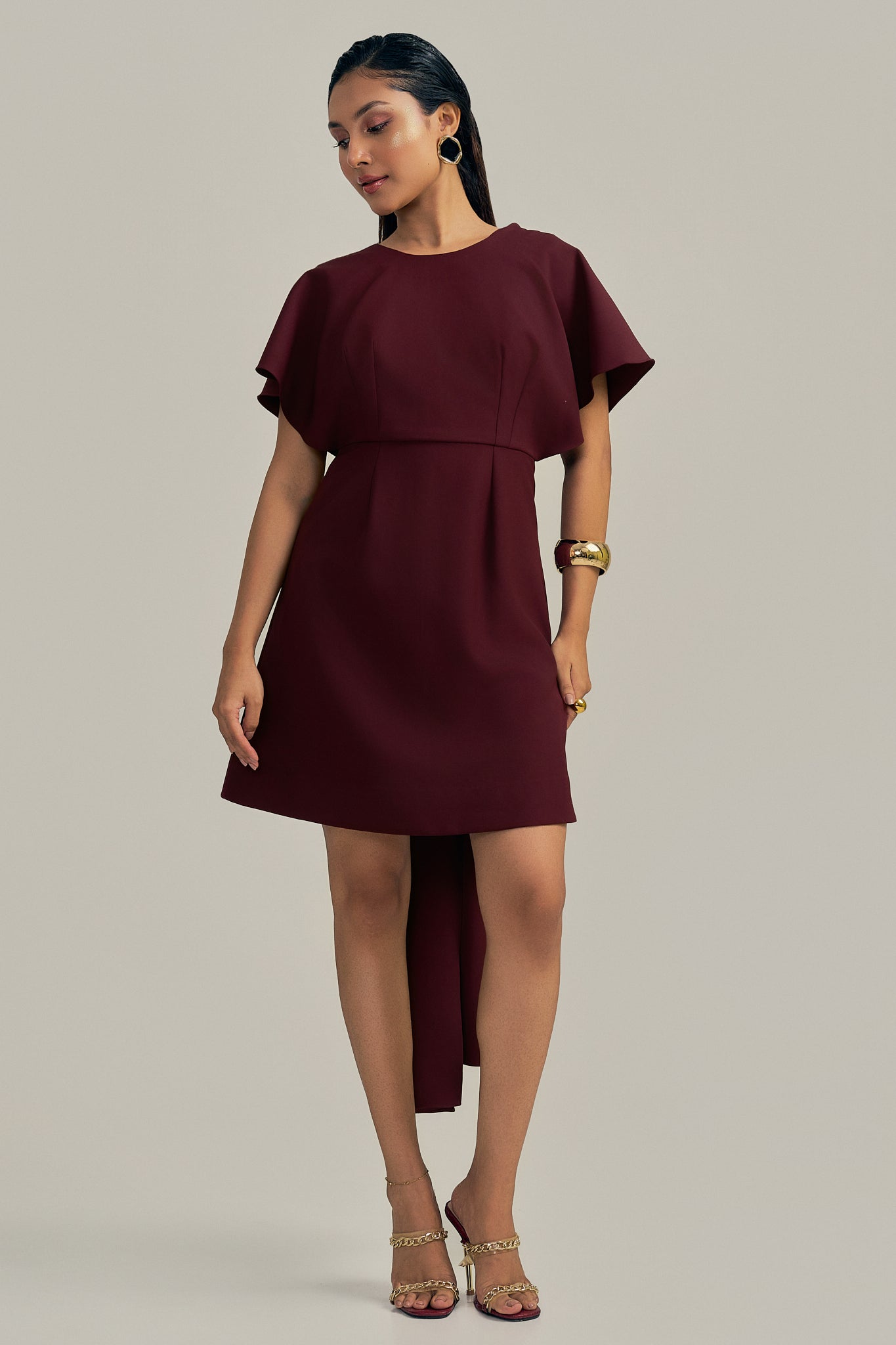 WINEBERRY TIE-BACK DRESS
