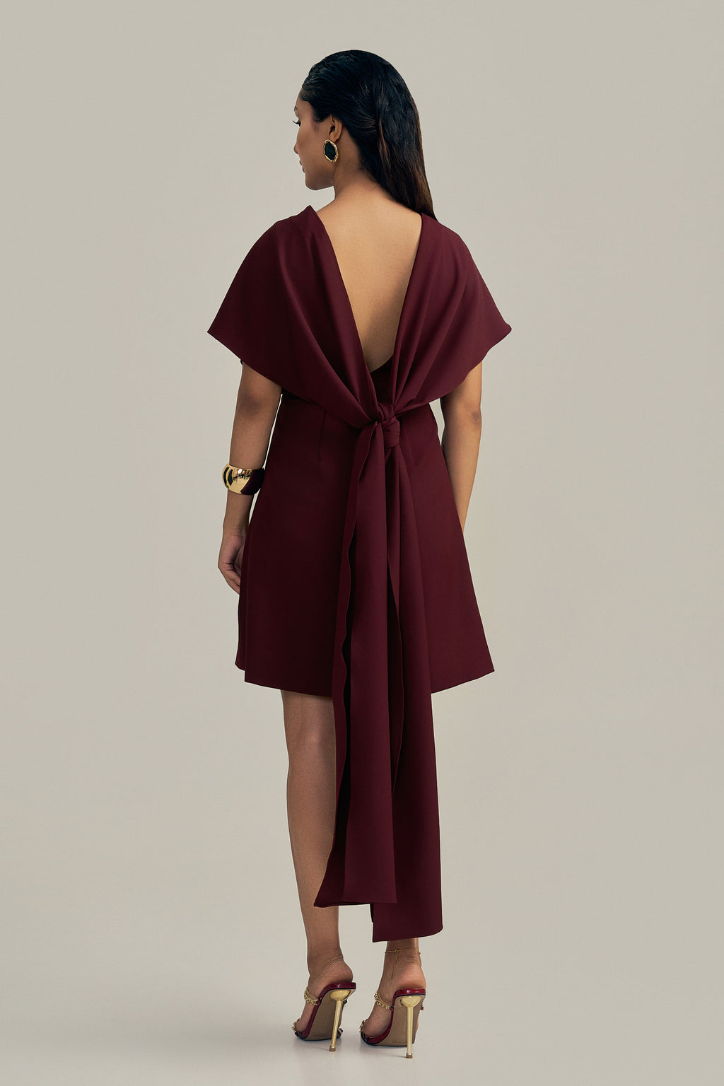 WINEBERRY TIE-BACK DRESS