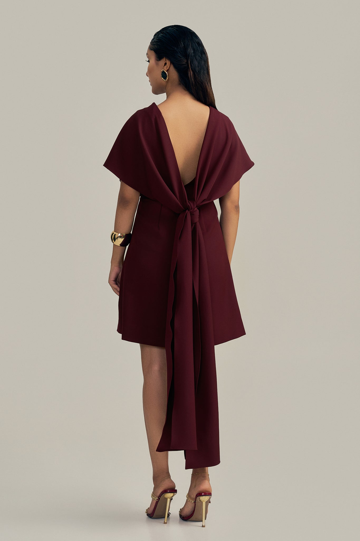 WINEBERRY TIE-BACK DRESS