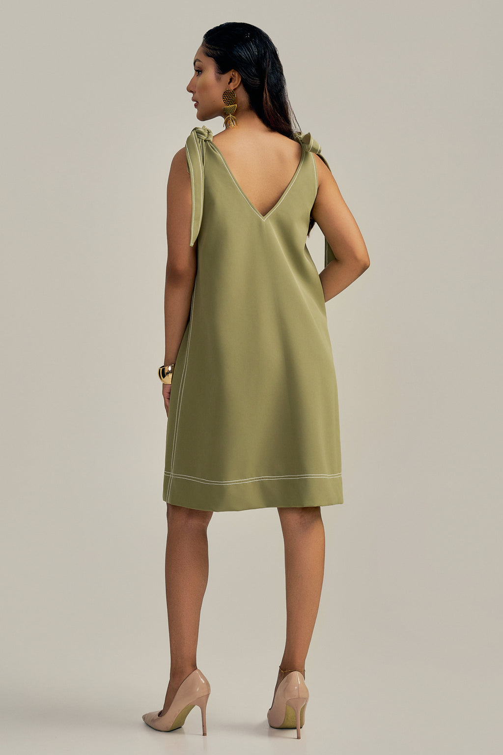 SAGE TIE-UP DRESS