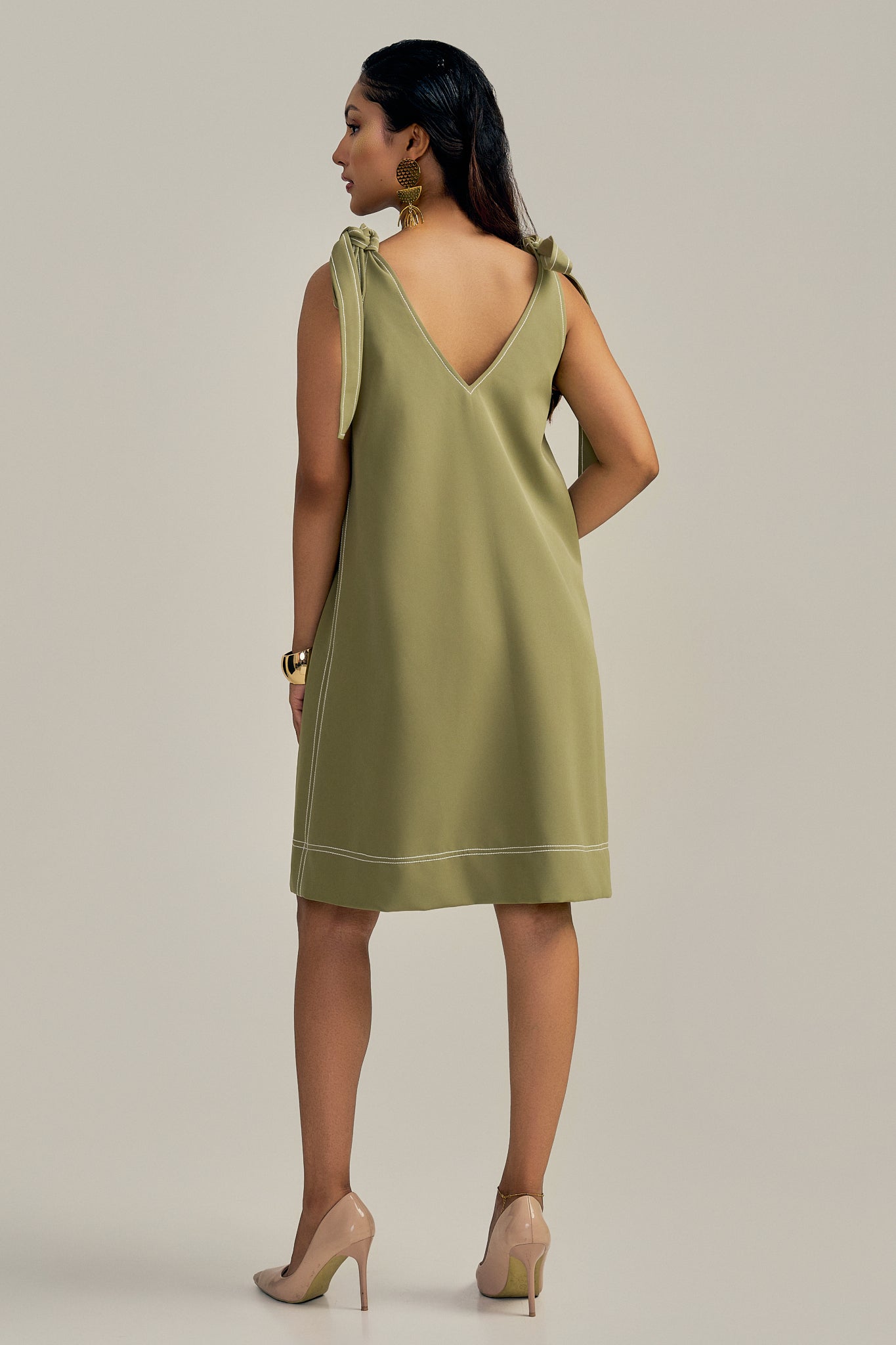 SAGE TIE-UP DRESS