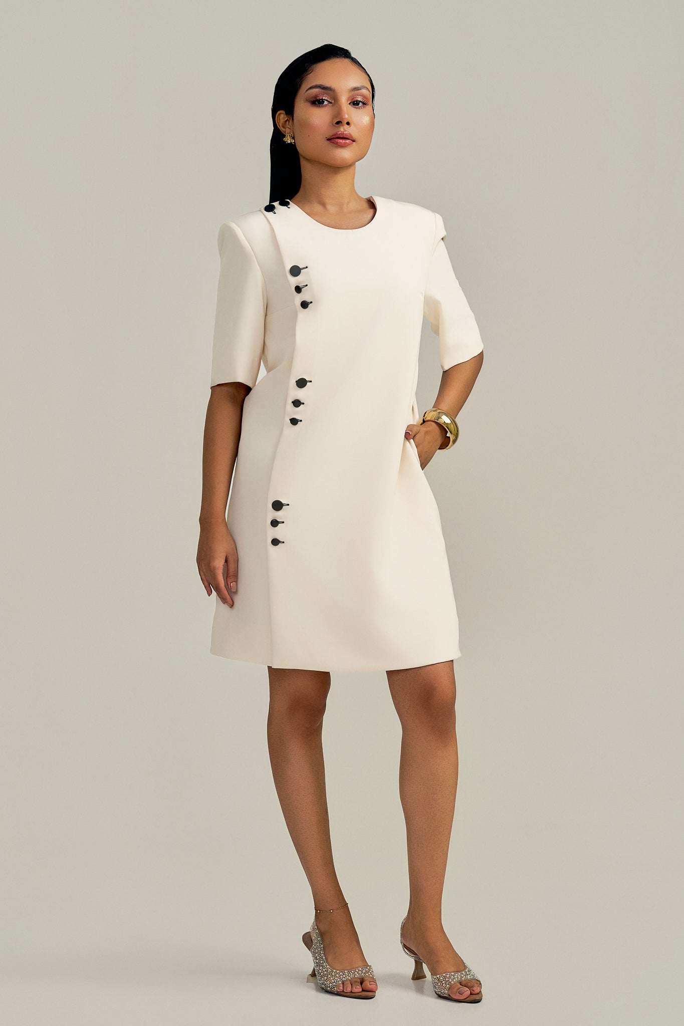 COLUMN IVORY DRESS