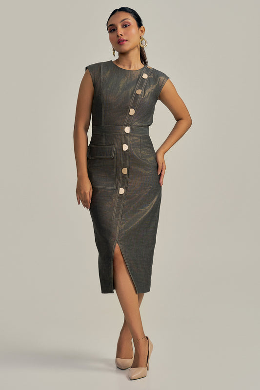 MIDNIGHT TILT DENIM DRESS