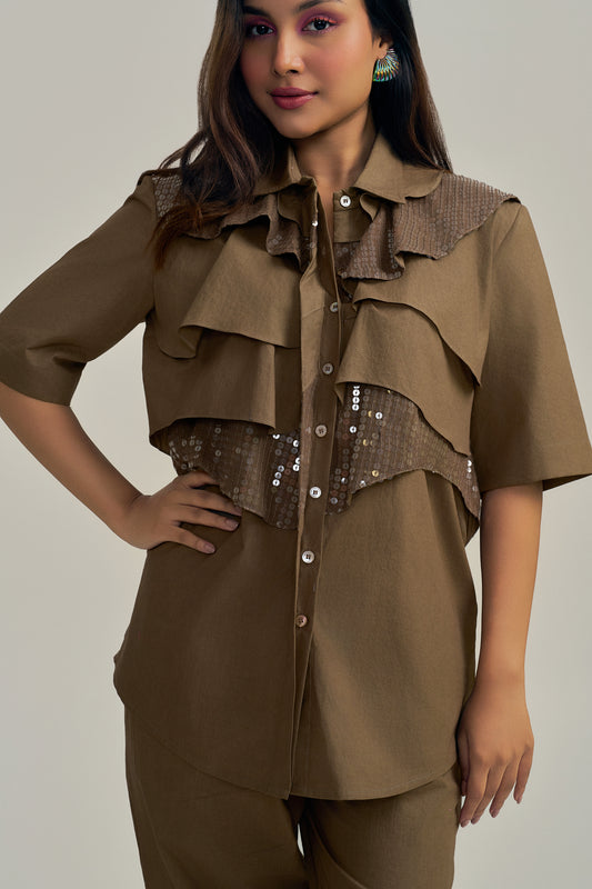 RUFFLE GLIMMER SHIRT