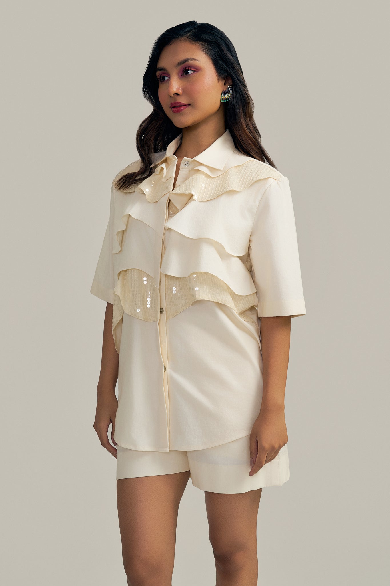 RUFFLE GLIMMER SHIRT