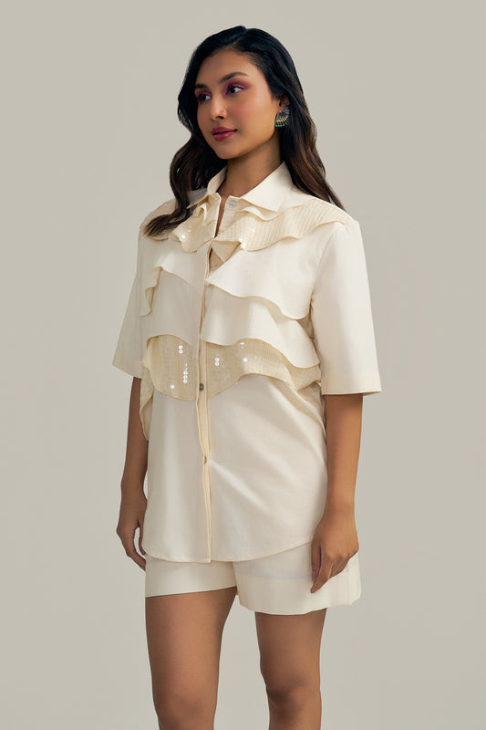 RUFFLE GLIMMER SHIRT
