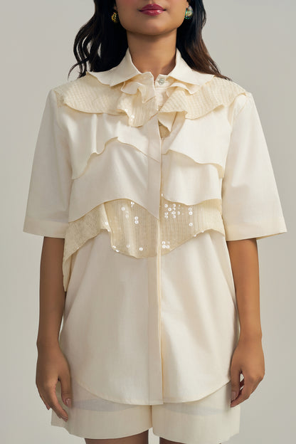 RUFFLE GLIMMER SHIRT