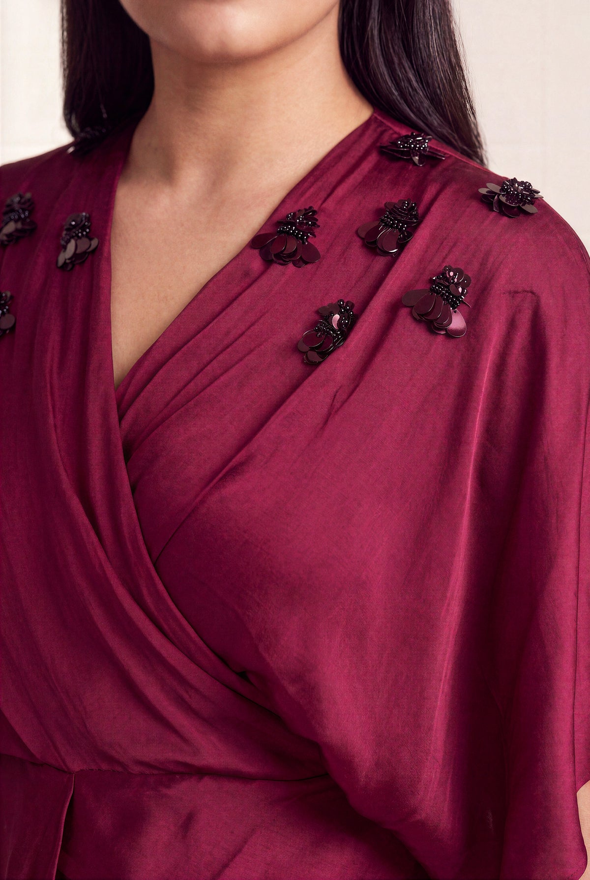 ROSETTE OVERLAP CO-ORD (WINE)